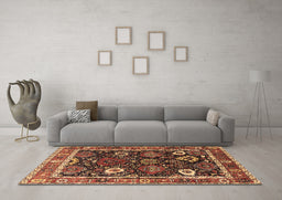 Machine Washable Oriental Brown Industrial Rug in a Living Room,, wshurb1797brn