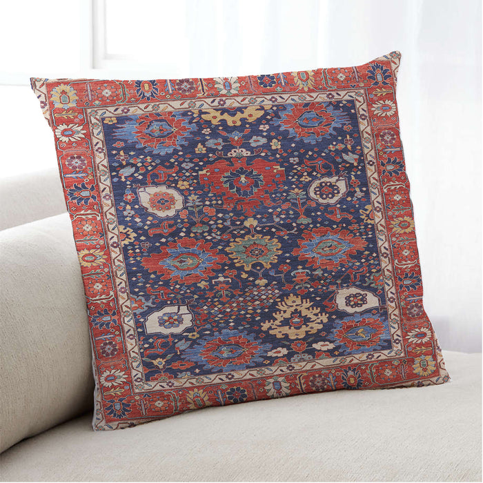 Lifestyle Image of Mid-Century Modern Urban Square Burgundy Red Throw Pillow, 18 inch by 18 inch, pwurb1797