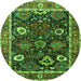 Round Oriental Green Industrial Rug, urb1797grn