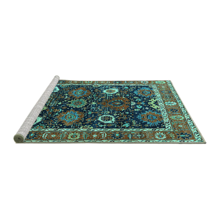 Sideview of Machine Washable Oriental Turquoise Industrial Area Rugs, wshurb1797turq