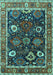 Machine Washable Oriental Turquoise Industrial Area Rugs, wshurb1797turq