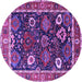 Round Machine Washable Oriental Purple Industrial Area Rugs, wshurb1797pur