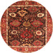 Round Machine Washable Oriental Orange Industrial Area Rugs, wshurb1797org