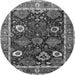 Round Machine Washable Oriental Gray Industrial Rug, wshurb1797gry