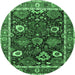 Round Oriental Emerald Green Industrial Rug, urb1797emgrn