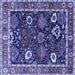 Square Machine Washable Oriental Blue Industrial Rug, wshurb1797blu