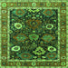 Square Machine Washable Oriental Green Industrial Area Rugs, wshurb1797grn