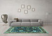 Machine Washable Oriental Turquoise Industrial Area Rugs in a Living Room,, wshurb1797turq