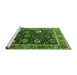 Sideview of Machine Washable Oriental Green Industrial Area Rugs, wshurb1797grn