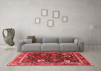 Machine Washable Oriental Red Industrial Rug, wshurb1797red