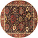 Round Oriental Brown Industrial Rug, urb1797brn