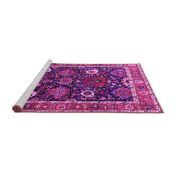 Sideview of Machine Washable Oriental Pink Industrial Rug, wshurb1797pnk