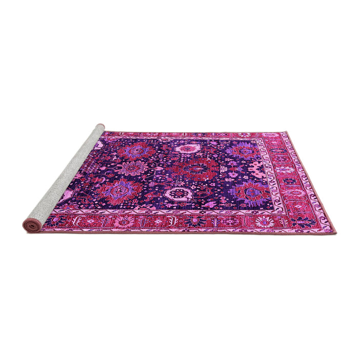 Sideview of Machine Washable Oriental Pink Industrial Rug, wshurb1797pnk