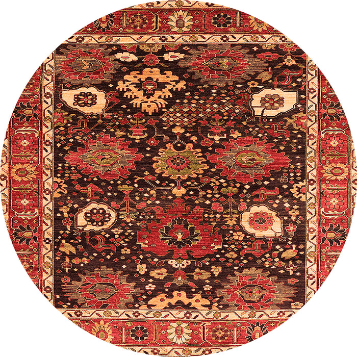 Round Oriental Orange Industrial Rug, urb1797org