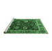 Sideview of Machine Washable Oriental Emerald Green Industrial Area Rugs, wshurb1797emgrn