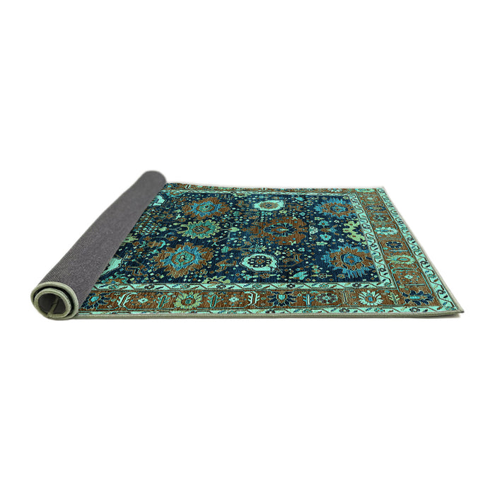 Sideview of Oriental Turquoise Industrial Rug, urb1797turq