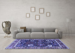 Machine Washable Oriental Blue Industrial Rug in a Living Room, wshurb1797blu