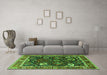 Machine Washable Oriental Green Industrial Area Rugs in a Living Room,, wshurb1797grn