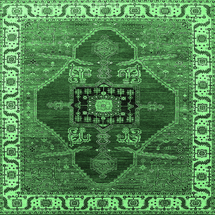 Square Oriental Emerald Green Industrial Rug, urb1798emgrn