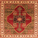 Square Machine Washable Oriental Orange Industrial Area Rugs, wshurb1798org