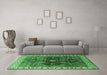 Machine Washable Oriental Emerald Green Industrial Area Rugs in a Living Room,, wshurb1798emgrn