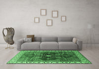 Machine Washable Oriental Emerald Green Industrial Rug, wshurb1798emgrn