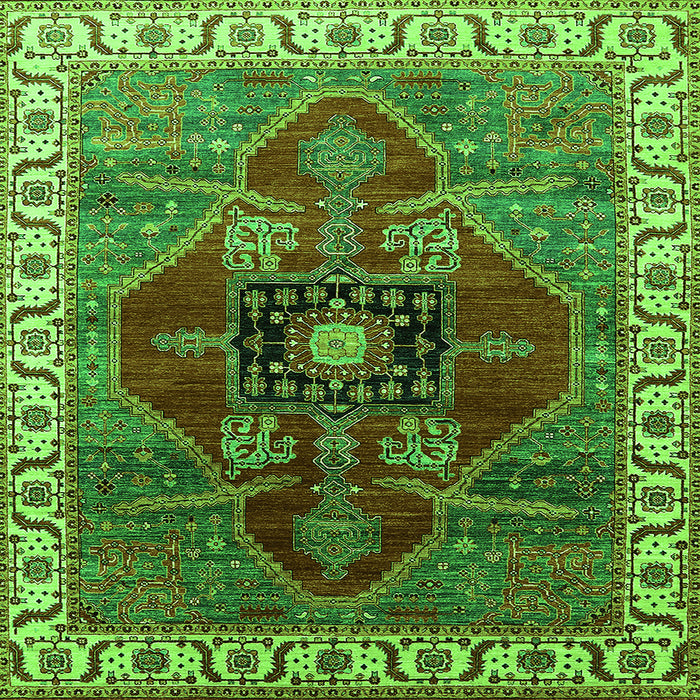 Square Oriental Green Industrial Rug, urb1798grn