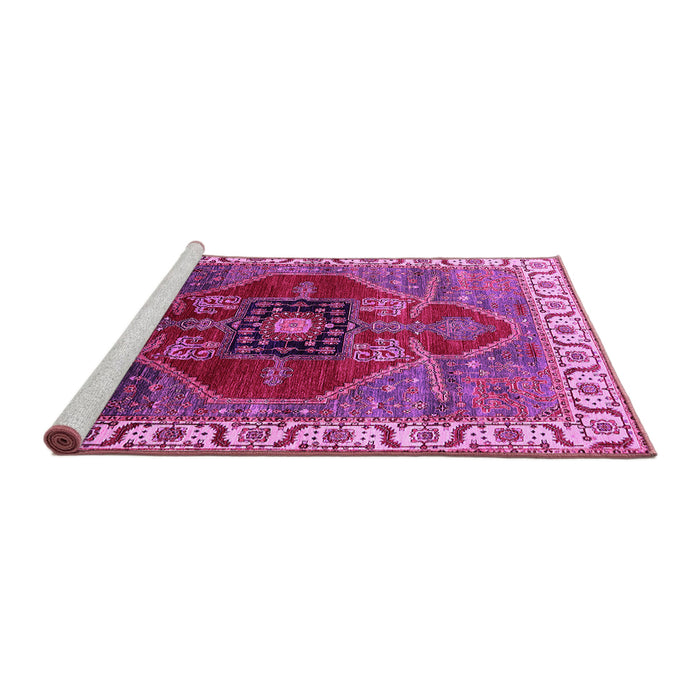 Sideview of Machine Washable Oriental Pink Industrial Rug, wshurb1798pnk