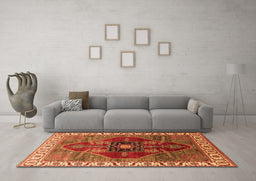 Machine Washable Oriental Orange Industrial Area Rugs in a Living Room, wshurb1798org