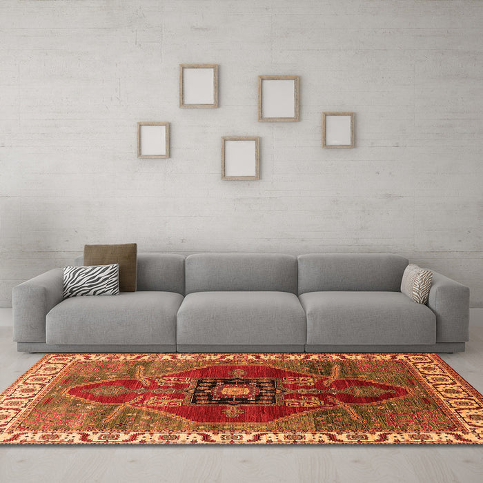 Machine Washable Oriental Orange Industrial Area Rugs in a Living Room, wshurb1798org