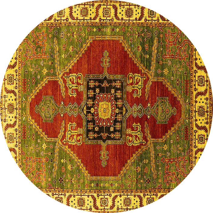 Round Oriental Yellow Industrial Rug, urb1798yw