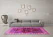 Machine Washable Oriental Pink Industrial Rug in a Living Room, wshurb1798pnk