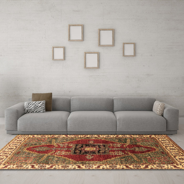 Machine Washable Oriental Brown Industrial Rug in a Living Room,, wshurb1798brn