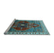 Sideview of Machine Washable Oriental Light Blue Industrial Rug, wshurb1798lblu