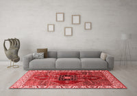 Machine Washable Oriental Red Industrial Rug, wshurb1798red