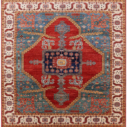 Square Mid-Century Modern Red Oriental Rug, urb1798