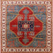 Square Mid-Century Modern Red Oriental Rug, urb1798