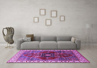 Machine Washable Oriental Purple Industrial Rug, wshurb1798pur