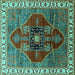 Square Oriental Turquoise Industrial Rug, urb1798turq