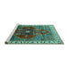 Sideview of Machine Washable Oriental Turquoise Industrial Area Rugs, wshurb1798turq