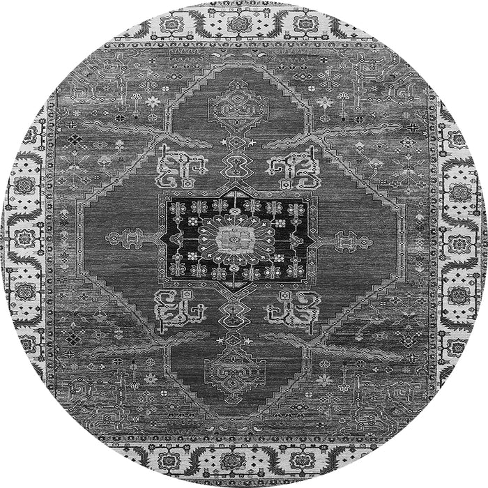 Round Oriental Gray Industrial Rug, urb1798gry