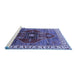 Sideview of Machine Washable Oriental Blue Industrial Rug, wshurb1798blu