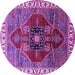 Round Machine Washable Oriental Purple Industrial Area Rugs, wshurb1798pur