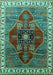 Machine Washable Oriental Turquoise Industrial Area Rugs, wshurb1798turq