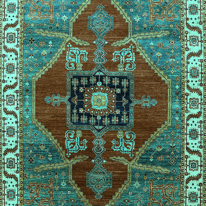 Machine Washable Oriental Turquoise Industrial Area Rugs, wshurb1798turq