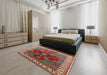 Mid-Century Modern Red Oriental Rug in a Bedroom, urb1798