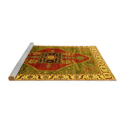 Sideview of Machine Washable Oriental Yellow Industrial Rug, wshurb1798yw