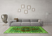 Machine Washable Oriental Green Industrial Area Rugs in a Living Room,, wshurb1798grn