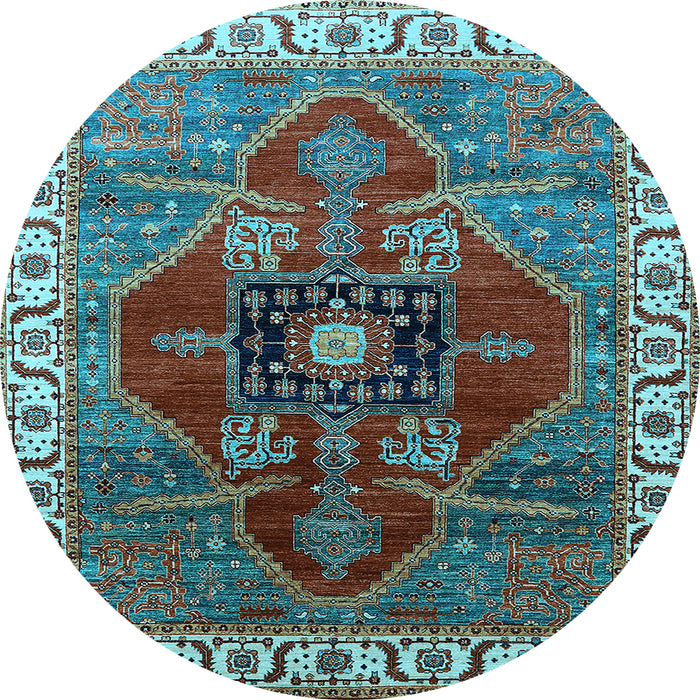 Round Oriental Light Blue Industrial Rug, urb1798lblu