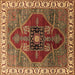 Square Machine Washable Oriental Brown Industrial Rug, wshurb1798brn